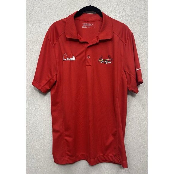 Nike Golf St Louis Cardinals Polo Shirt Mens Small Red Dri Fit Embroidered MLB - Picture 1 of 6